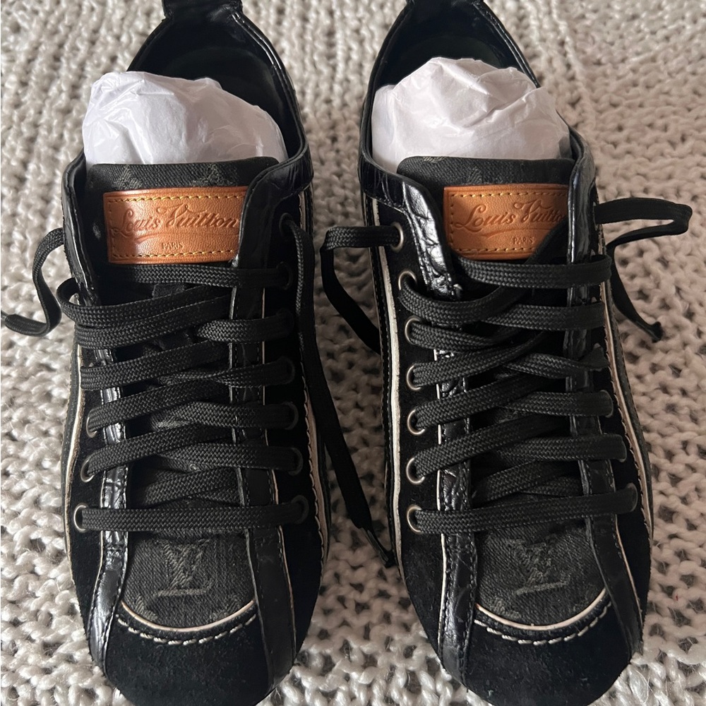 Louis Vuitton Black Canvas, Suede  Men's Sneakers